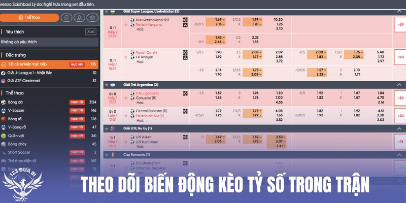 bám sát mục biến động của kèo tỷ số