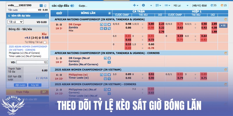cập nhật bảng odds trước 3-5 giờ trận đấu diễn ra