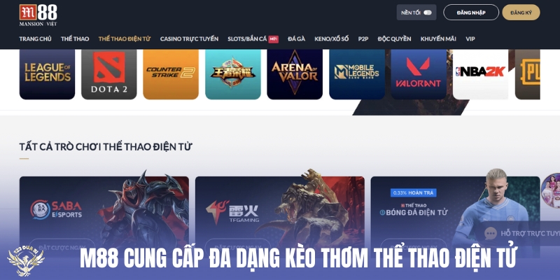 m88 cung cấp đa dạng kèo thơm thể thao điện tử